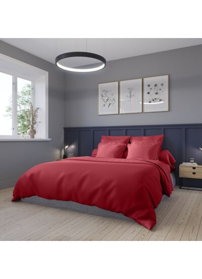 Housse de couette Partition Satin de coton Coloris Rouge