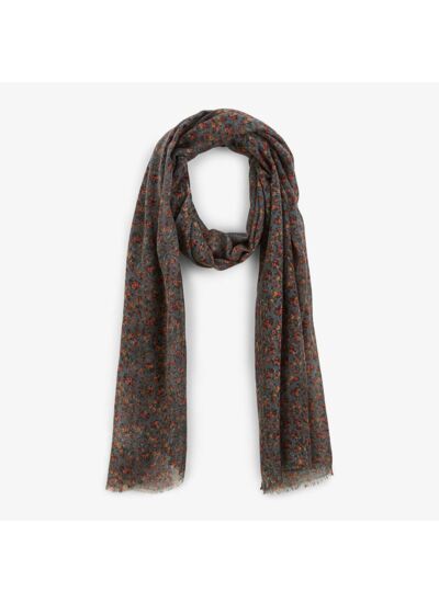 Écharpe imprimée fleurie indigo blue
