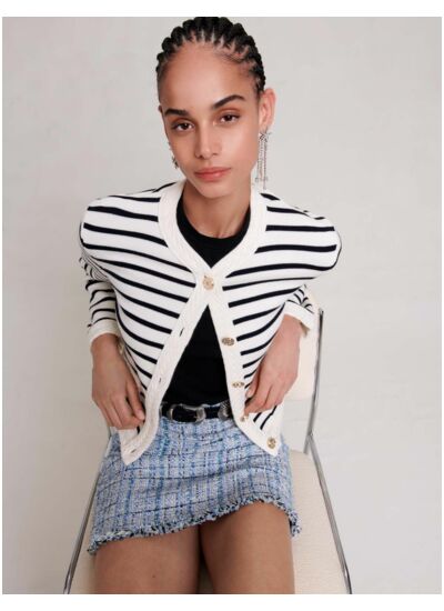 Cardigan en maille à rayures