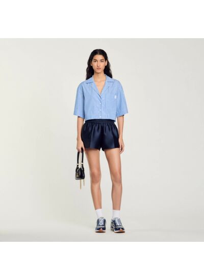 Chemise strassée à manches courtes