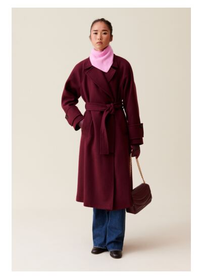 Manteau long esprit trench bordeaux