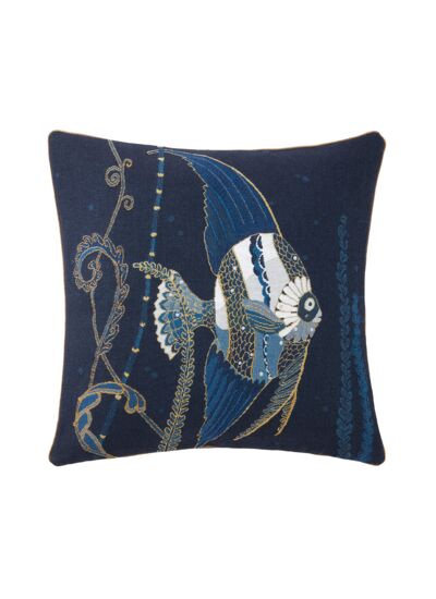 Yves Delorme - Housse de coussin en coton bleu, Ischia