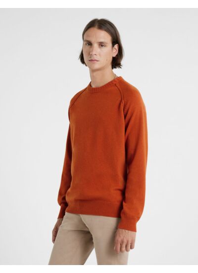 Pull Emile en laine et cachemire orange