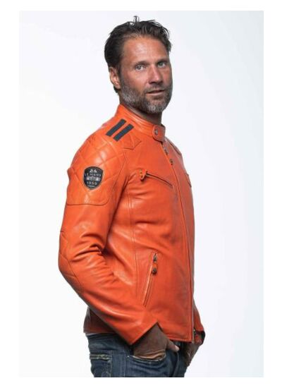 Blouson cuir 24 H Le Mans Duff4 orange