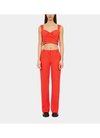 Top Rouge Court Avec Drapé Femme