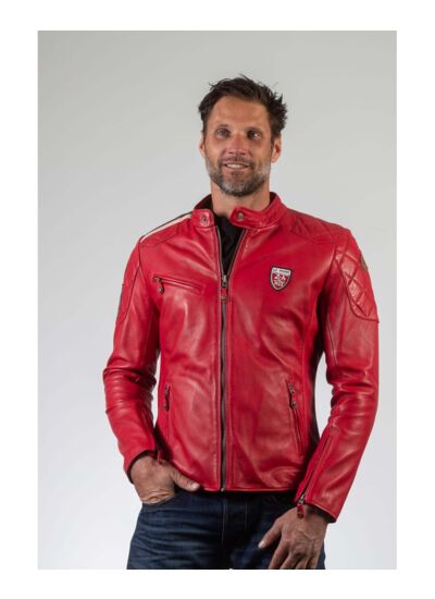 Blouson cuir 24 H Le Mans Duff rouge