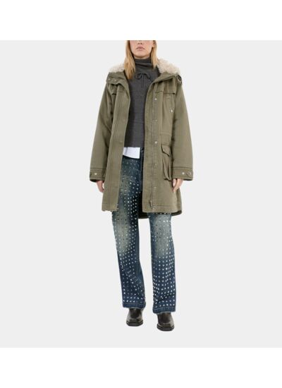 Parka À Capuche Kaki Femme