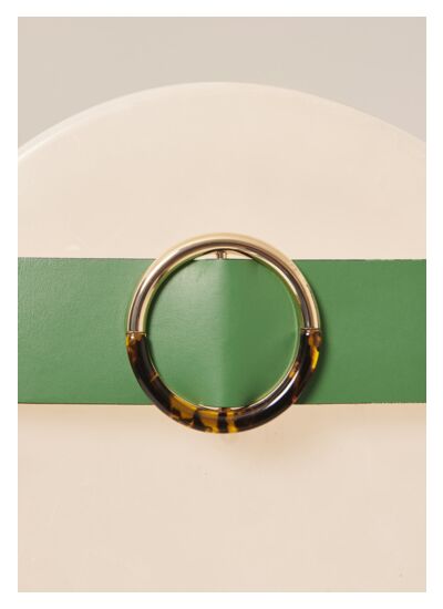 Ceinture Lauren-Vert en Cuir De Vachette