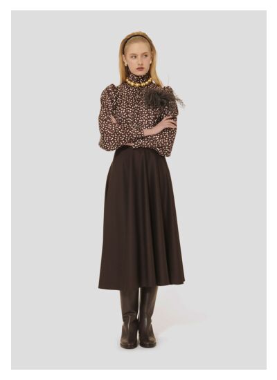 Jupe Jackie-Chocolat en Laine Vierge