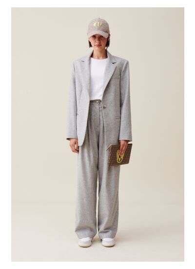 Veste tailleur gris laine mélangée