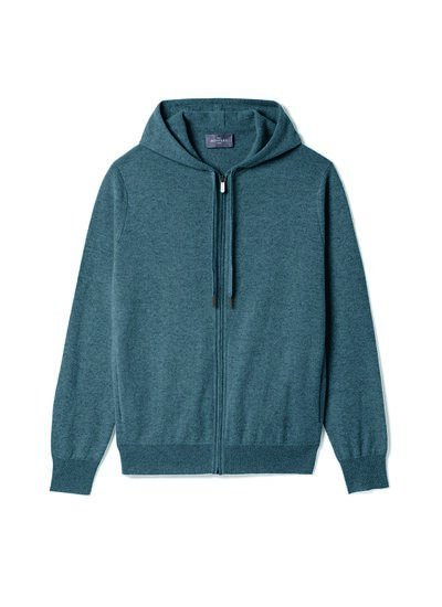 Pull à capuche zippé - Homme - BLEU MINERAL