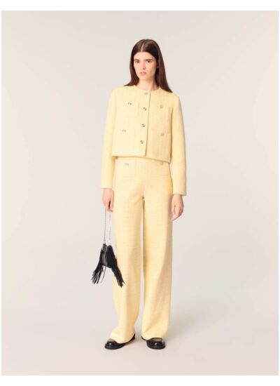 Pantalon droit en tweed et lurex