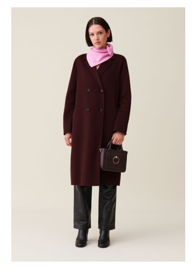 Manteau long droit bordeaux