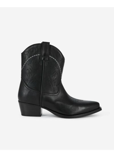 Bottes Western En Cuir Noir