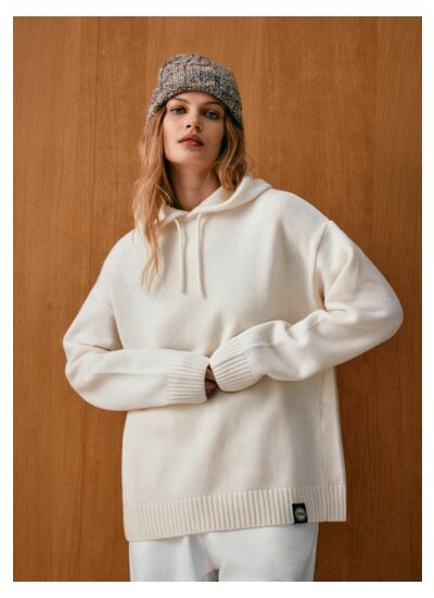 Pull en laine mélangée à capuche
