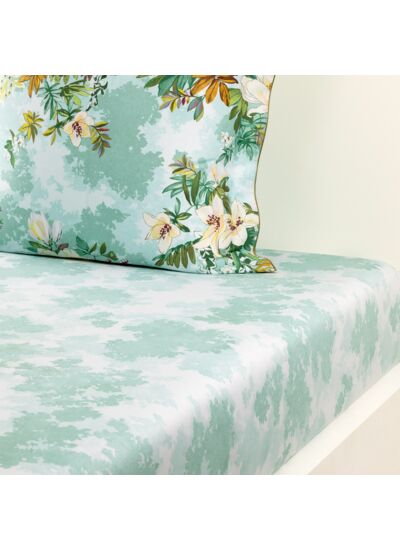 Yves Delorme - Drap housse en satin bleu, Panorama