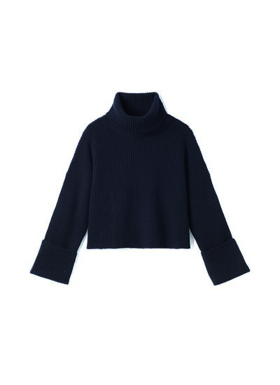 Pull col roulé à côtes - Femme - NOIR
