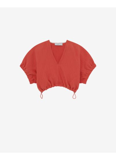 Top Raccourci Jacquard Col V Hilaria