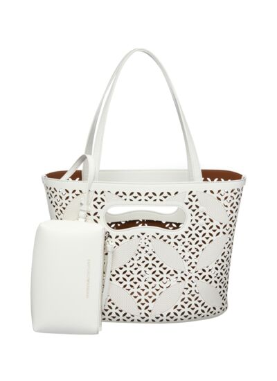 Sac seau pour femme - bianco/tabacco