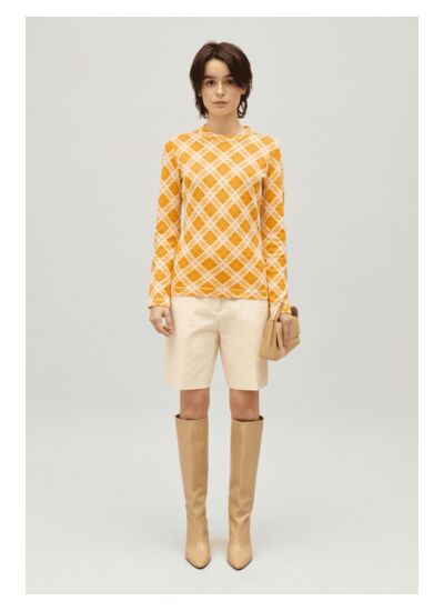 Pull carreaux jaune
