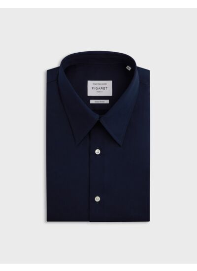 Chemise col majestueux en popeline unie marine