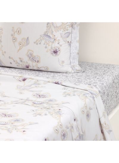 Yves Delorme - Drap plat en batiste de coton violet, Givre