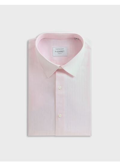 Chemise col figaret en chevron uni rose