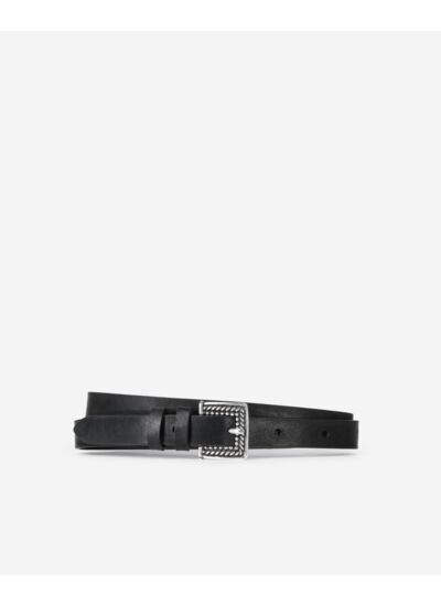 Ceinture Fine En Cuir Noir