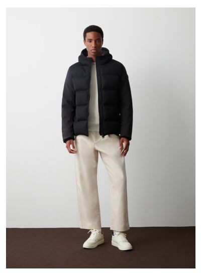 Doudoune en maille technique à côtes anglaises