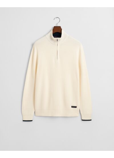 Pull à demi-zip en coton côtelé