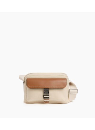 Petit sac bandoulière Maurice en toile coton et cuir lisse semi-végétal