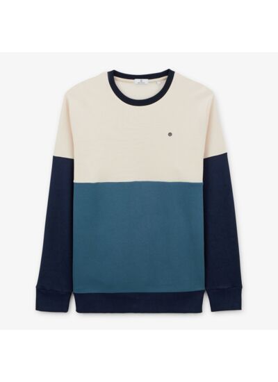Sweat col rond tricolore pastel