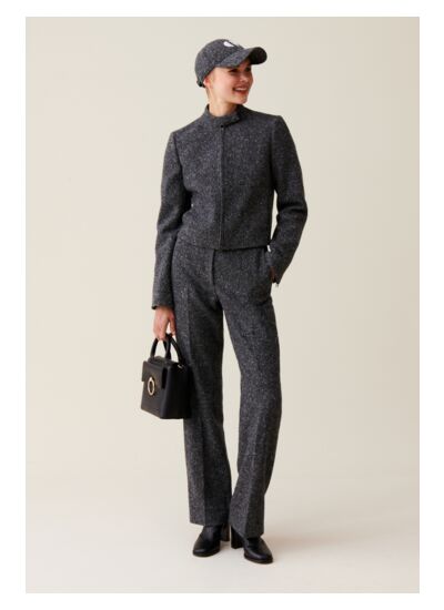 Veste courte laine mélangée grise
