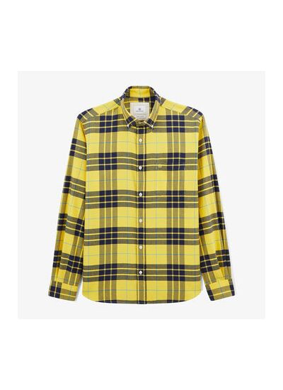 Chemise à carreaux jaune en coton