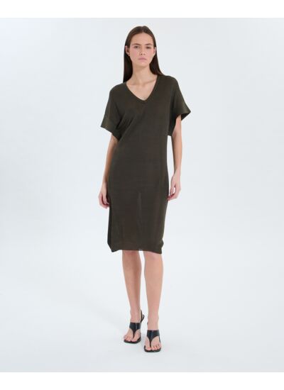 Robe en maille fine kaki