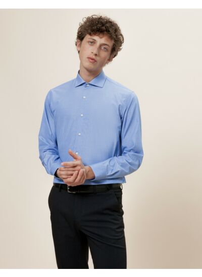 Chemise Classique en fil-à-fil uni bleu