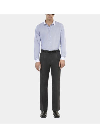 Pantalon De Costume En Coton Et Laine Gris Homme