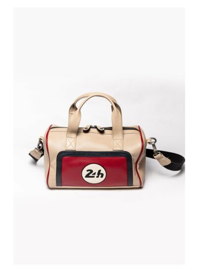 Sac Cuir 24H Le Mans femme Joey écru.rouge