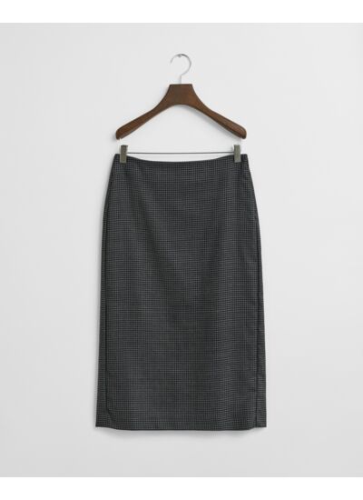 Midi Checked Wool Pencil Skirt