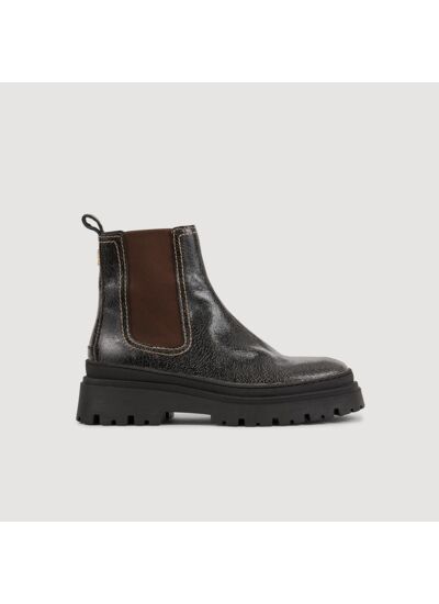 Boots Chelsea en cuir craquelé