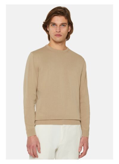 Pull Ras-du-cou Beige En Coton Pima