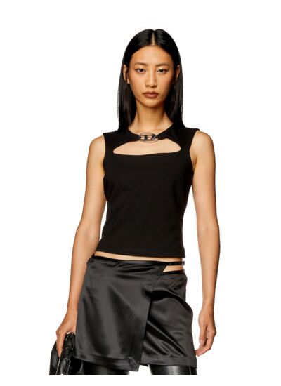 Top en maille milanaise avec plaque Oval D en métal