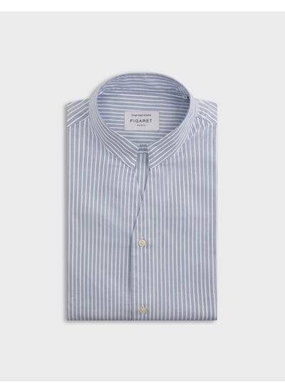 Chemise carl col droit ouvert en oxford rayé bleu