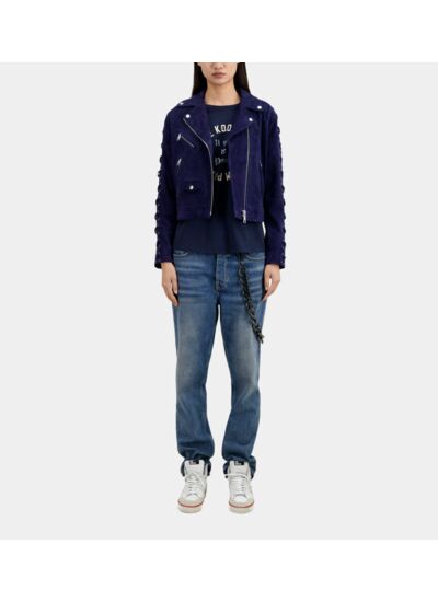 Blouson Cuir Suede Femme