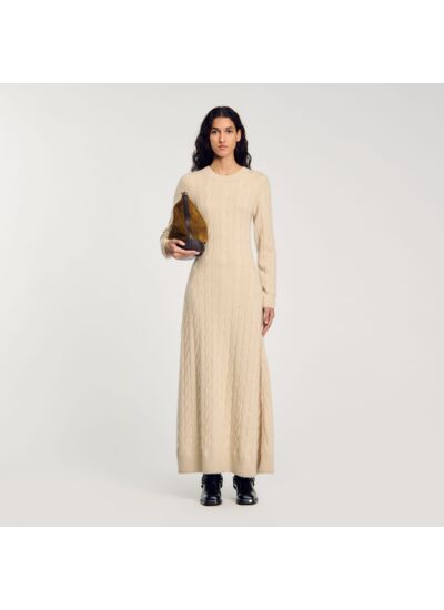 Robe longue en maille torsadée