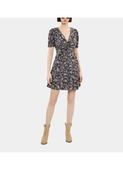 Robe Courte Imprimée Avec Boutonnage Femme
