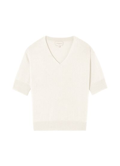 Maxi pull V manches courtes contemporain - Femme - NATUREL
