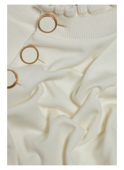Sweatshirt Tape col boutonné ivoire