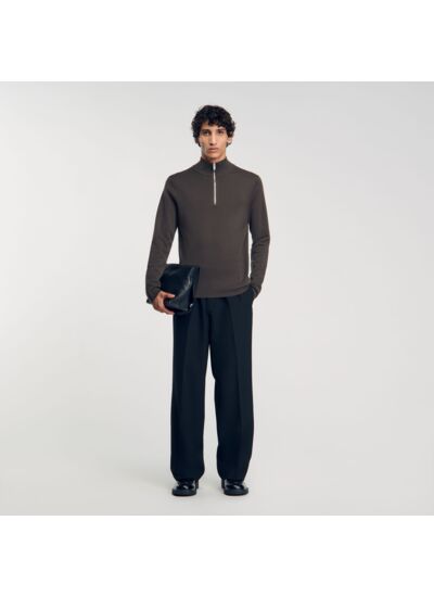 Pull en laine à col zippé