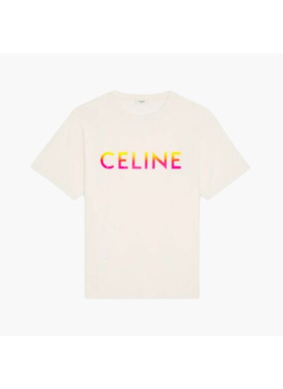 Celine T-Shirt - Fade Logo - Blanc